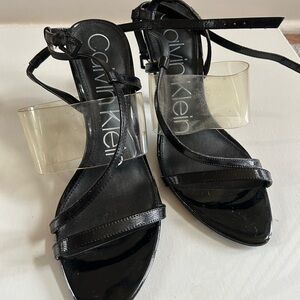 Calvin Klein Black and Clear Women's Heels
